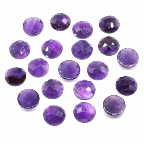 16 mm facettierte runde Cabochon-Perlen mit flacher Rückseite, Natursteine, Kristall-Kamee-Abstandshalter für die Schmuckherstellung, DIY-Halsketten, Anhänger, Ringe, Amethyst A, 1 Stück 16 mm facettierte runde Cabochon-Perlen mit flacher Rückseite, Natursteine, Kristall-Kamee-Abstandshalter für die Schmuckherstellung, DIY-Halsketten, Anhänger, Ringe, Amethyst A, 1 Stück von BSGUZ