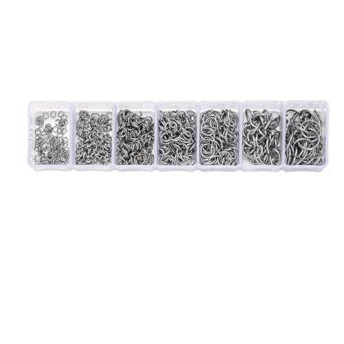 1Box Edelstahl-Karabinerverschlüsse, offene Biegeringe, Quetschperlen-Kappen-Set für DIY-Armband-Halsketten, Schmuckherstellungs-Kits-Set 09 von BSGUZ