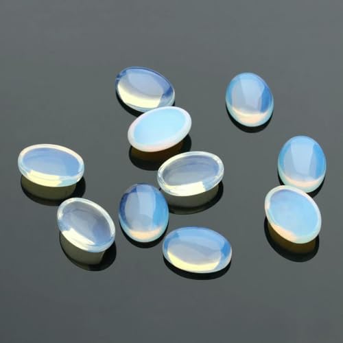 2–5 Stück/Packung Naturstein-Cabochon, ovaler Cabochon, Achat, Lapislazuli, lose Perlen, flache Rückseite, Kamee-Cabochon, Abstandshalter für DIY-Ring-Halskette, Opalstein, 13 x 18 mm, 5 Stück von BSGUZ