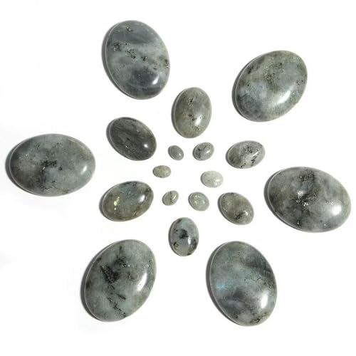 2–5 Stück/Packung Naturstein-Cabochon, ovaler Cabochon, Achat, Lapislazuli, lose Perlen mit flacher Rückseite, Cameo-Cabochon-Abstandshalter für DIY-Ring-Halskette, Glitzer, 13 x 18 mm, 5 Stück von BSGUZ