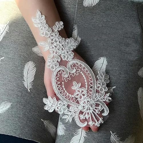 2 Stück Spitzenstoff Auswahl Organza Bestickte Spitzenapplikation Patch DIY Hochzeitskleid Zubehör Handarbeit-2Stück von BSGUZ