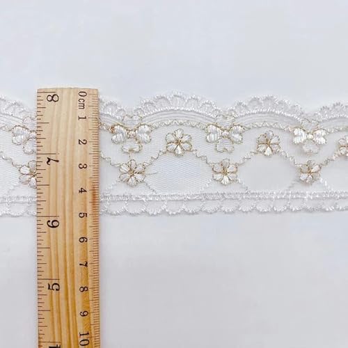 2 Yards/Los Weißgold Stickerei Mesh Spitzenbesatz Band zum Nähen Hochzeit Stirnband Stoff für DIY Nähen Handwerk 2cm-2yards gold weiß von BSGUZ