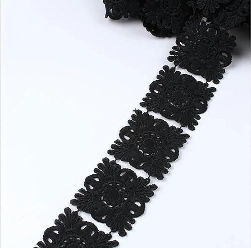 2 Yards/Menge bestickte schwarze Spitzenbesätze, wasserlösliches Blumenband, Spitzenstoffapplikationen, DIY-Nähzubehör, Breite 3,8 cm von BSGUZ