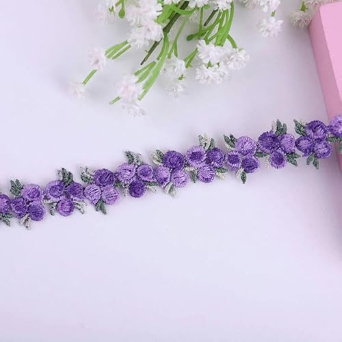 2 Yards Stickerei Farbe Kirsche Blume Spitze Trim Barcode DIY Kleidung Halskette Halsbänder Nähen Handgemachte Dekoration Zubehör-07 von BSGUZ