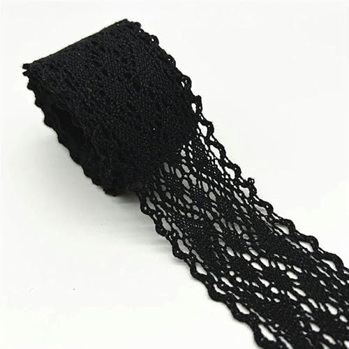 2 Yards schwarze Spitze 100% Baumwollspitzenband für Bekleidungsnähen Stoffbesatz Baumwolle gehäkeltes Spitzenband handgefertigte Accessoires-13 von BSGUZ