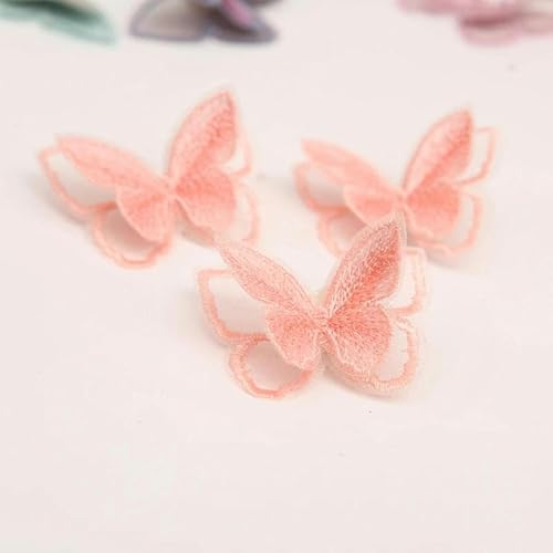 20 Stück Doppellagige Organza Schmetterling Patch Stickerei Stoffaufkleber Brautschleier Accessoires Aufnäher für Kleidung-TH020-B von BSGUZ