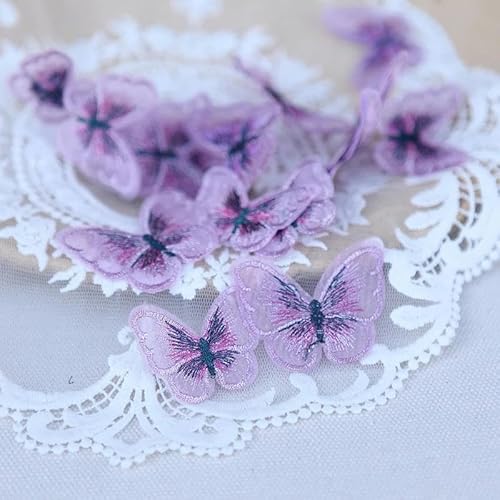 20 Stück doppellagige Organza-Schmetterlings-Patch, Stickerei, Stoffaufkleber, Brautschleier, Zubehör, Aufnäher zum Aufnähen für Kleidung, 10 von BSGUZ