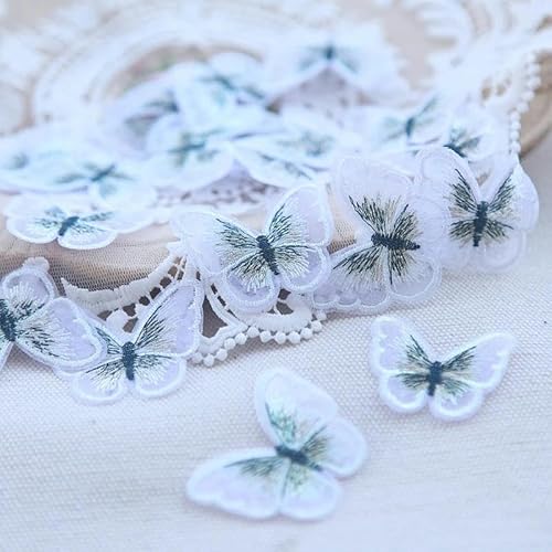 20 Stück doppellagige Organza-Schmetterlings-Patch, Stickerei, Stoffaufkleber, Brautschleier, Zubehör, Aufnäher zum Aufnähen für Kleidung, 12 von BSGUZ