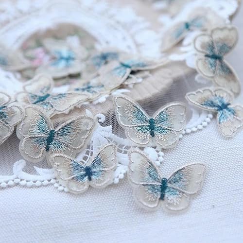 20 Stück doppellagige Organza-Schmetterlings-Patch, Stickerei, Stoffaufkleber, Brautschleier, Zubehör, Aufnäher zum Aufnähen für Kleidung, 13 von BSGUZ