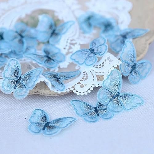 20 Stück doppellagige Organza-Schmetterlings-Patch, Stickerei, Stoffaufkleber, Brautschleier, Zubehör, Aufnäher zum Aufnähen für Kleidung, 2 von BSGUZ