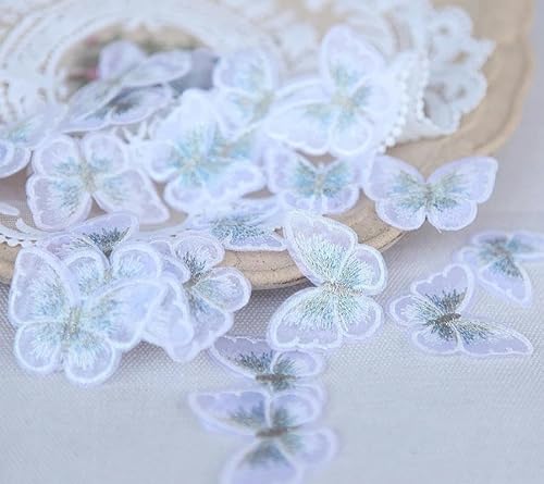 20 Stück doppellagige Organza-Schmetterlings-Patch, Stickerei, Stoffaufkleber, Brautschleier, Zubehör, Aufnäher zum Aufnähen für Kleidung, 22 von BSGUZ