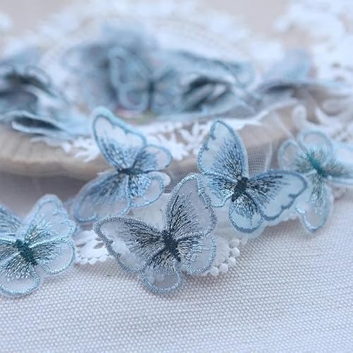 20 Stück doppellagige Organza-Schmetterlings-Patch, Stickerei, Stoffaufkleber, Brautschleier, Zubehör, Aufnäher zum Aufnähen für Kleidung, 24 von BSGUZ