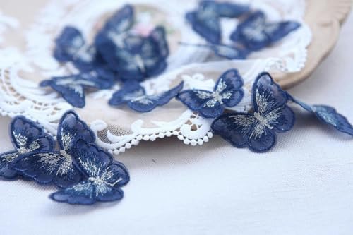 20 Stück doppellagige Organza-Schmetterlings-Patch, Stickerei, Stoffaufkleber, Brautschleier, Zubehör, Aufnäher zum Aufnähen für Kleidung, 4 von BSGUZ