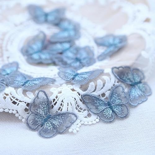 20 Stück doppellagige Organza-Schmetterlings-Patch, Stickerei, Stoffaufkleber, Brautschleier, Zubehör, Aufnäher zum Aufnähen für Kleidung-20 von BSGUZ