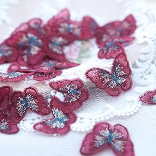 20 Stück doppellagige Organza-Schmetterlings-Patch, Stickerei, Stoffaufkleber, Brautschleier, Zubehör, Aufnäher zum Aufnähen für Kleidung-21 von BSGUZ