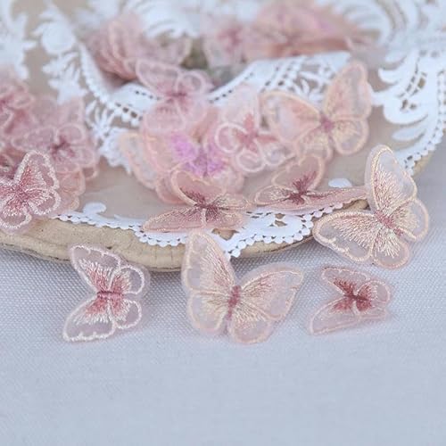 20 Stück doppellagige Organza-Schmetterlings-Patch, Stickerei, Stoffaufkleber, Brautschleier, Zubehör, Aufnäher zum Aufnähen für Kleidung-35 von BSGUZ