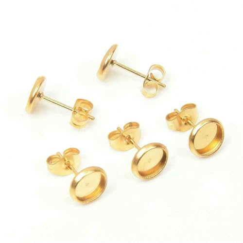 20 Stück goldfarbene Ohrringbasis aus Edelstahl, Glas-Cabochon, Kamee, blanke Basisfassungen, Einfassungen, Tablett, rund, DIY-Herstellung, ED-058, golden, innen 12 mm, 20 Stück 20 Stück goldfarbene Ohrringbasis aus Edelstahl, Glas-Cabochon, Kamee, blanke Basisfassungen, Einfassungen, Tablett, rund, DIY-Herstellung, ED-058, golden, innen 12 mm, 20 Stück von BSGUZ
