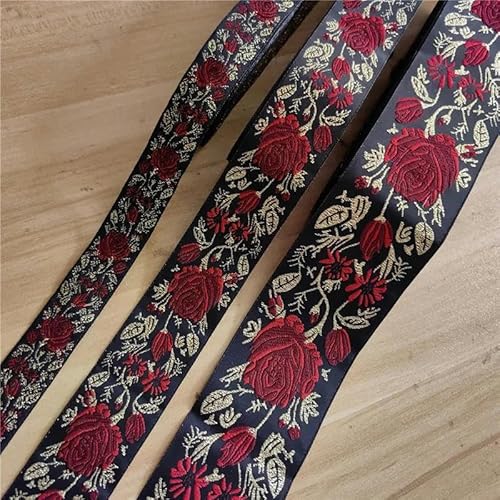 20 mm, 33,0 mm, 50 mm, 10 Yards/Lot, goldene Rosenblume, altmodisch, besticktes Jacquardband, Besatz-glänzende goldene Rose-20 mm von BSGUZ