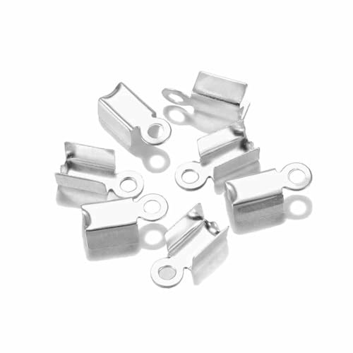 200 Stück/Los Cove-Verschlüsse, Kordel-Endkappen, Schnurband, Lederclip, Spitze, Falt-Quetschperlen-Verbinder für die Schmuckherstellung, DIY-Zubehör, Silber, 3 x 6 mm 200 Stück/Los Cove-Verschlüsse, Kordel-Endkappen, Schnurband, Lederclip, Spitze, Falt-Quetschperlen-Verbinder für die Schmuckherstellung, DIY-Zubehör, Silber, 3 x 6 mm von BSGUZ