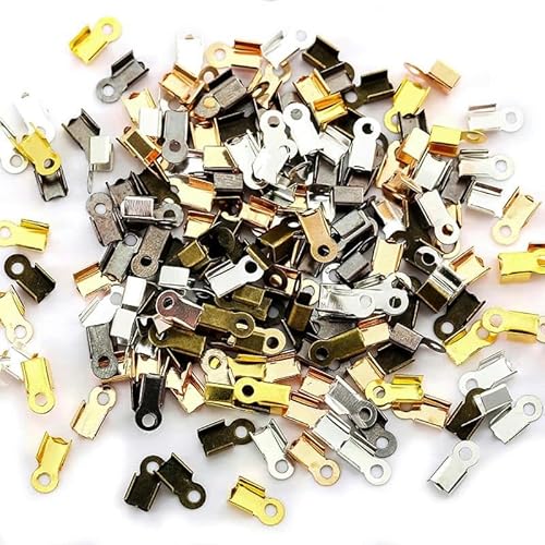 200 Stück 3 x 6/4 x 9 mm Quetschperlen, Hohlverschlüsse, Kordel-Endkappen, Band, Lederclip, Umschlag für Halskettenverbinder, Mix, 3,0 mm von BSGUZ