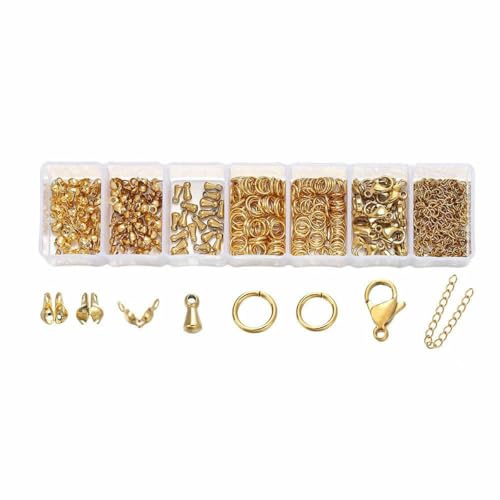 210–400 Stück/Box, Schmuckherstellungs-Sets mit Karabinerverschluss, offene Biegeringe, End-Crimps, Perlenbox, handgefertigte DIY-Armband-Halsketten-Beschläge, Set 08 von BSGUZ