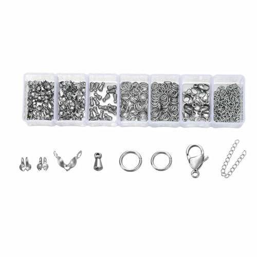 210–400 Stück/Box, Schmuckherstellungs-Sets mit Karabinerverschluss, offene Biegeringe, End-Crimps, Perlenbox, handgefertigte DIY-Armband-Halsketten-Beschläge, Set 09 von BSGUZ