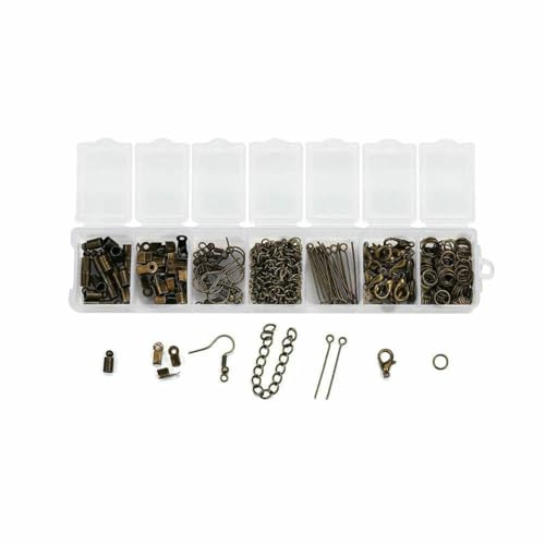 210–400 Stück/Box Schmuckherstellungs-Kits mit Karabinerverschluss, offene Biegeringe, End-Crimps, Perlenbox, handgefertigte DIY-Armband-Halsketten-Beschläge, Set 01 von BSGUZ