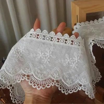 3 Yards/Lot Baumwollstickerei Spitzenbesatz handgefertigt DIY für Kleider Kleidung Heimtextilien Nähen Stoff 12 cm breit Zubehör-A 12 Yards von BSGUZ