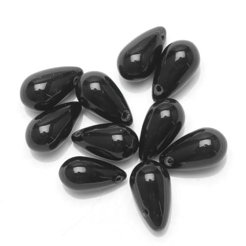 30 Stück Glastropfen, transparent, 9 x 15 mm, Naturstein, Tropfen, matt, Perlen, billig, Perlen zum Selbermachen, Kristalle, Charm, Schmuck, Halskette, MS schwarz 30 Stück Glastropfen, transparent, 9 x 15 mm, Naturstein, Tropfen, matt, Perlen, billig, Perlen zum Selbermachen, Kristalle, Charm, Schmuck, Halskette, MS schwarz von BSGUZ