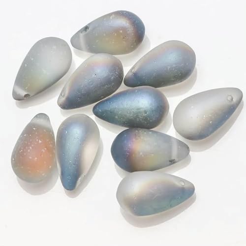 30 Stück Glastropfen, transparent, 9 x 15 mm, Naturstein, Tropfen, matt, Perlen, billig, zum Selbermachen, Kristalle, Charm, Schmuck, Halskette, MS, Roségrün 30 Stück Glastropfen, transparent, 9 x 15 mm, Naturstein, Tropfen, matt, Perlen, billig, zum Selbermachen, Kristalle, Charm, Schmuck, Halskette, MS, Roségrün von BSGUZ