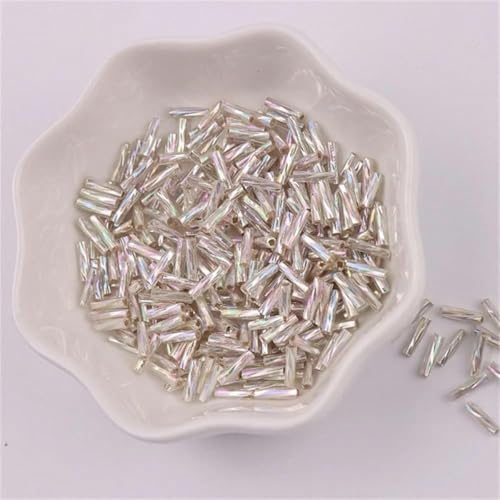 300 Stück 11/0 Röhrenperle 2 x 6 mm Twist-Bugles Glasperlen Spiralförmige Rocailles-Perlen für DIY-Armbänder, Schmuck, Kleiderherstellung, Kleidungsstücke, Zubehör-AB Silber15-2 x 6 mm, 450 g, 13.50 von BSGUZ