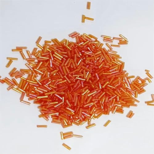 300 Stück 11/0 Röhrenperle 2 x 6 mm Twist-Bugles Glasperlen Spiralförmige Rocailles-Perlen für DIY-Armbänder, Schmuck, Kleiderherstellung, Kleidungsstücke, Zubehör-orange AB43-2 x 6 mm 450 g 13.500 von BSGUZ