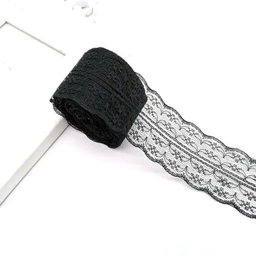 300 Yards 4,5 cm Stickerei Spitzenband DIY Bekleidung Nähen Stoff Hochzeit Weihnachten Halloween Dekoration-schwarz-S von BSGUZ