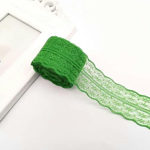 300 Yards 4,5 cm Stickerei Spitzenband DIY Bekleidung Nähstoff Hochzeit Weihnachten Halloween Dekoration-Grasgrün-S von BSGUZ