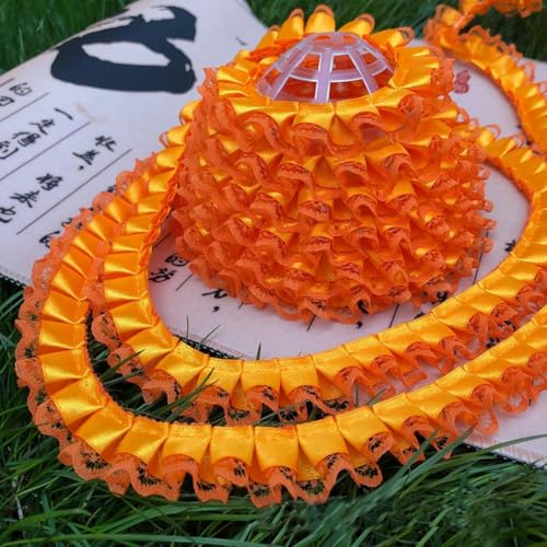 3YD/6YD-02,2 cm Satinbandspitze, Rüschenspitze, DIY-Puppenrock, Schmuckmaterial, Schuhe, Hüte und Bekleidungszubehör-Orange 6YD von BSGUZ