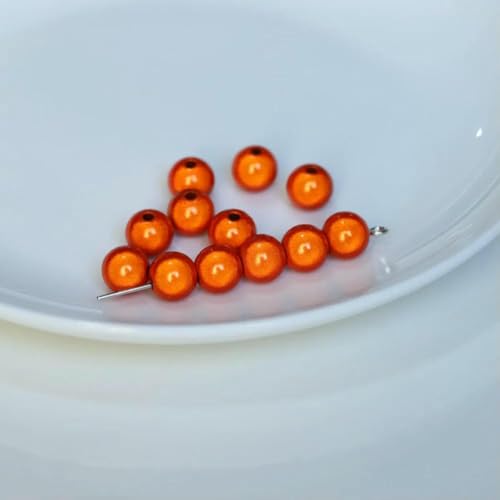 4/6/8/10/12/14,0 mm Perlenperle, Satinglanz, Imitation, perlmuttfarben, gefärbt, rund, lose Glasperlen für Schmuck, Halsketten, Vasenfüller, Orange, 14,0 mm x 10 Stück 4/6/8/10/12/14,0 mm Perlenperle, Satinglanz, Imitation, perlmuttfarben, gefärbt, rund, lose Glasperlen für Schmuck, Halsketten, Vasenfüller, Orange, 14,0 mm x 10 Stück von BSGUZ