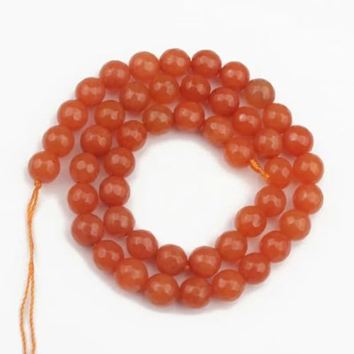 4/6/8/10 mm Turmalinperlen, Naturstein, rund, bunt, lose Perlen zur Schmuckherstellung, Lieferantenarmbänder, Zubehör – facettierte orange Jade – 10 mm, ca. 36 Stück von BSGUZ