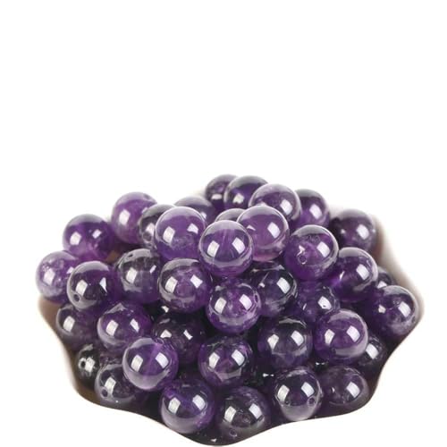 4–12 mm Natursteinperlen, Lava, Amethyst, Tigerauge, Quarz, Achate, runde lose Perlen zur Schmuckherstellung, DIY-Armbandzubehör, Amethyst, 12 mm, 29–30 Stück von BSGUZ