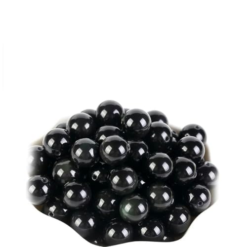 4–12 mm Natursteinperlen, Lava, Amethyst, Tigerauge, Quarz, Achate, runde lose Perlen zur Schmuckherstellung, DIY-Armbandzubehör, Schwarzer Obsidian, 4,0 mm, 88–90 Stü von BSGUZ