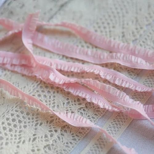 4 Meter/Los 1 cm 7 Farben Spitze elastisches Basteln Nähband Stretch Rüschen Spitzenbesatz DIY Unterwäsche Dessous Zubehör-Rosa von BSGUZ