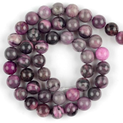 45 Stile Natursteinperlen, rosarot, Tigerauge, Fuchsia, Jade, Achat, Quarzperlen, Schmuckherstellung, Zubehör für DIY-Armbänder, rosarote Jade, 10 mm, 36–37 Stück von BSGUZ