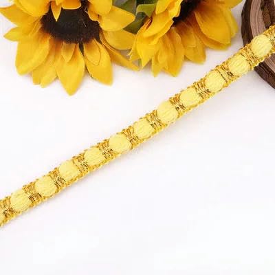 4Styles Goldweißes Spitzenband, weicher Netz-Spitzenbesatz, Stoff zum Nähen, Zubehör, Hochzeits- und Partyzubehör, DIY-Dekoration, 4 Yards-Goldgelb-2 Yards von BSGUZ