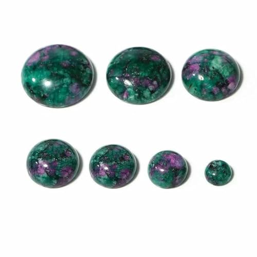 5/10 Stück Cabochon Naturstein Epidot Zoisit Kamee Runde Perlen Durchmesser 10/12/16/18/20 mm lose Abstandshalter zur Herstellung von Ohrringen-Epidot Zoisit-6 mm x 10 Stück von BSGUZ