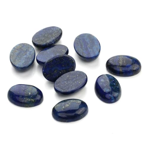 5/10 Stück Naturstein-Cabochon-Perlen, lose, flache Rückseite, Cameo-Cabochon, Abstandshalter, ovale Achat-Tigerauge für DIY-Schmuck, Großhandel, Lapislazuli, 18 x 25 mm, 10 Stück von BSGUZ