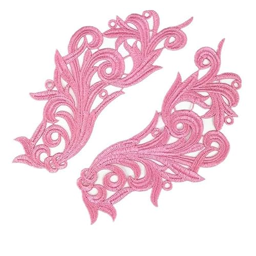 5 Spiegelpaare weiß schwarz bunt Blumen Blumenspitze Stoff Nähen Trim Hochzeitskleid Applikation Spitze Patch-pink 2-5pairs von BSGUZ