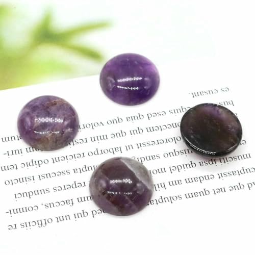 5 Stück/Los Naturstein-Cabochon, runde Edelsteinperlen, 6 8 10 12 14 16 18 20 25 mm, Cab Cameo, DIY-Ring, Halskette, Schmuckherstellung, Amethyst, 8 mm von BSGUZ