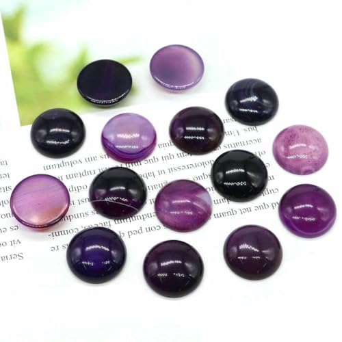 5 Stück/Los Naturstein-Cabochon, runde Edelsteinperlen, 6 8 10 12 14 16 18 20 25 mm, Cab Cameo, DIY-Ring, Halskette, Schmuckherstellung, lila Achat, 10 mm von BSGUZ