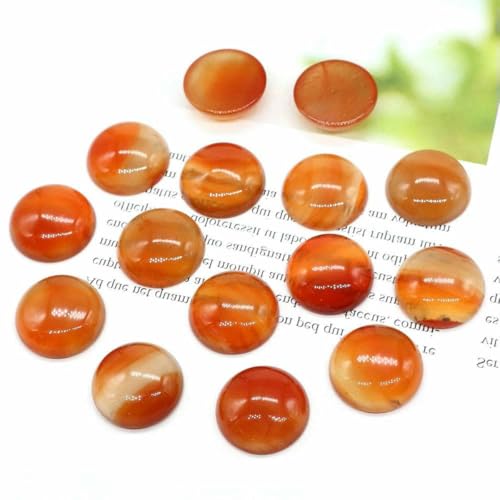 5 Stück/Los Naturstein-Cabochon-Perlen 6 8 10 12 14 16 18 20 25 mm, flache Rückseite, Cabochon-Kamee, Edelsteinperlen, DIY-Schmuck, Ring, Halskette, Roter Achat, 10 mm von BSGUZ