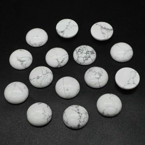 5 Stück/Los Naturstein-Cabochon-Perlen 6 8 10 12 14 16 18 20 25 mm, flache Rückseite, Cabochon-Kamee, Edelsteinperlen, DIY-Schmuck, Ring, Halskette, Weiß, Türkis, 12 mm von BSGUZ