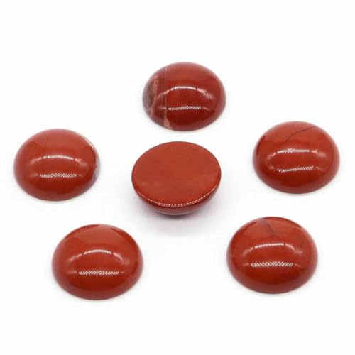 5 Stück/Los Natursteine Cabochon Runde Perlen 6 8 10 12 14 18 20 25 mm Edelsteine Kristalle Cab Cameo DIY Schmuck Ringe Halskette Ohrringe-Roter Jaspis-14,0 mm von BSGUZ